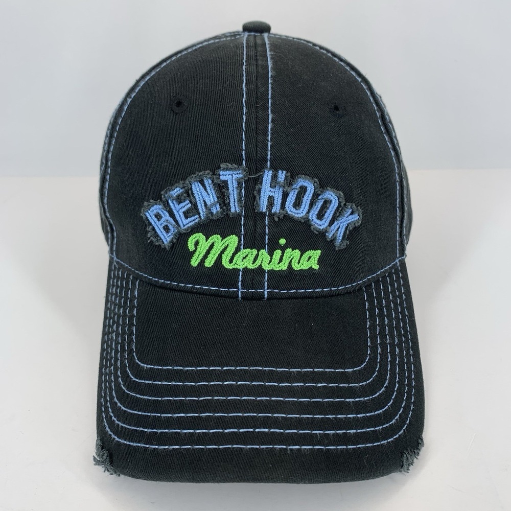 Bent Hook Marina Table Rock Lake MO Hat Black Distressed Adjustable Baseball Cap